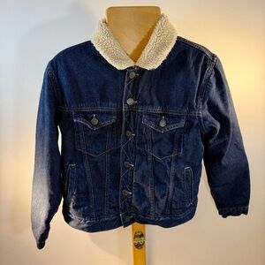Gap Kids Denim Jacket with Sherpa Collar and Lining